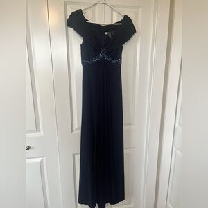 JS Boutique Elegant Blue Maxi Dress with Blue Detailing